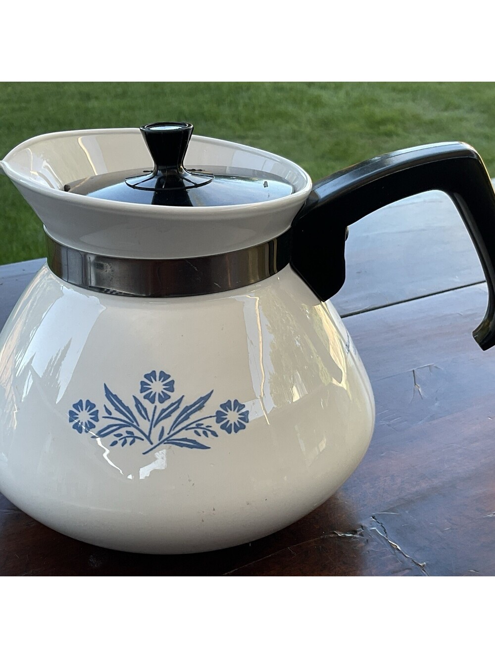 Rare Backstamp Vintage Corning Ware Blue Cornflower 6 cup Coffee/Teapot W/Lid